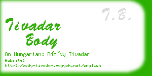 tivadar body business card